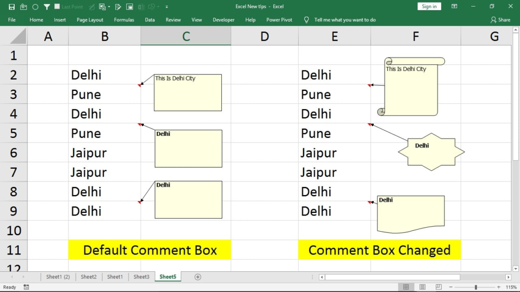 Excel Trick To Change Shape of Comments