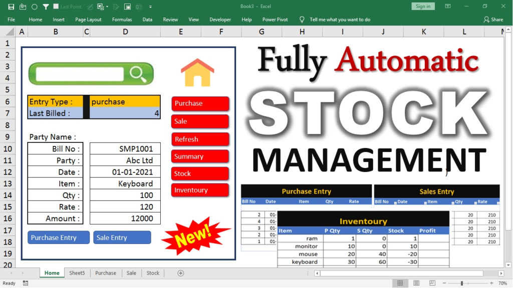 Personal inventory that can open deals and edit in excel online