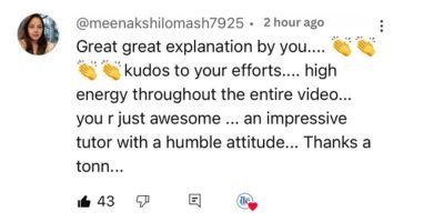 Student review for Advanced Excel Course