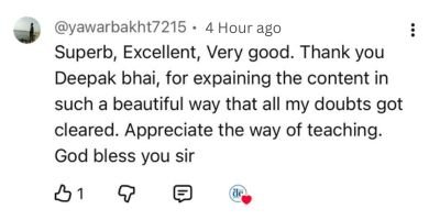 Student feedback for Deepak EduWorld Excel course
