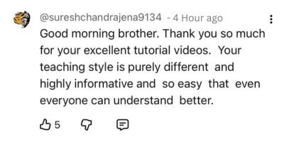 Student feedback for Deepak EduWorld Excel course